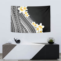 Tahiti Plumeria Tribal Pattern Tapestry Wave Style Black LT05 - Polynesian Pride