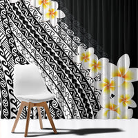Tahiti Plumeria Tribal Pattern Window Curtain Wave Style Black LT05 - Polynesian Pride