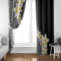 Tahiti Plumeria Tribal Pattern Window Curtain Wave Style Black LT05 - Polynesian Pride