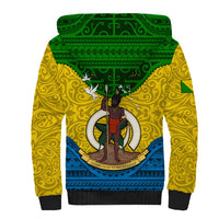 Vanuatu Malampa Province Sherpa Hoodie Coat Of Arms And Namele Fern Polynesian Pattern LT05 - Polynesian Pride