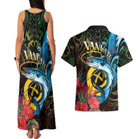 Vanuatu Fishing Couples Matching Tank Maxi Dress and Hawaiian Shirt It's Time To Fish LT05 - Polynesian Pride