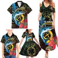Vanuatu Fishing Family Matching Summer Maxi Dress and Hawaiian Shirt It's Time To Fish LT05 - Polynesian Pride