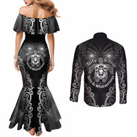 Aotearoa Toitu Te Tiriti Couples Matching Mermaid Dress and Long Sleeve Button Shirt Ka Mua Ka Muri LT05 - Polynesian Pride