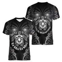 Aotearoa Toitu Te Tiriti Women V-Neck T-Shirt Ka Mua Ka Muri LT05 - Polynesian Pride