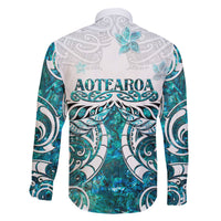 New Zealand Aotearoa Kia Ora Family Matching Long Sleeve Bodycon Dress and Hawaiian Shirt Paua Shell Maori Silver Fern LT05 - Polynesian Pride