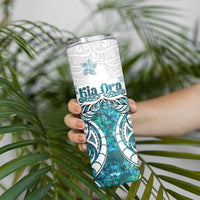 New Zealand Aotearoa Kia Ora Skinny Tumbler Paua Shell Maori Silver Fern LT05 - Polynesian Pride