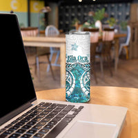 New Zealand Aotearoa Kia Ora Skinny Tumbler Paua Shell Maori Silver Fern LT05 - Polynesian Pride