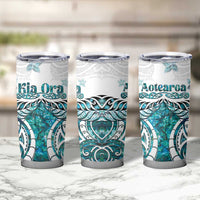 New Zealand Aotearoa Kia Ora Tumbler Cup Paua Shell Maori Silver Fern LT05 - Polynesian Pride