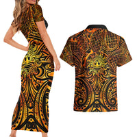 New Zealand Tamanuitera The Sun Couples Matching Short Sleeve Bodycon Dress and Hawaiian Shirt Maori Pattern LT05 - Polynesian Pride