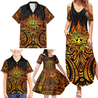New Zealand Tamanuitera The Sun Family Matching Summer Maxi Dress and Hawaiian Shirt Maori Pattern LT05 - Polynesian Pride