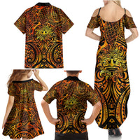 New Zealand Tamanuitera The Sun Family Matching Summer Maxi Dress and Hawaiian Shirt Maori Pattern LT05 - Polynesian Pride