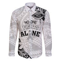 Personalised Polynesia Brain Cancer Family Matching Off Shoulder Short Dress and Hawaiian Shirt No One Fights Alone