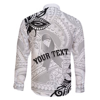 Personalised Polynesia Brain Cancer Family Matching Off Shoulder Short Dress and Hawaiian Shirt No One Fights Alone