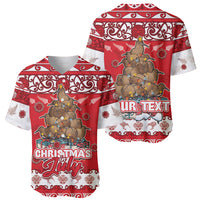 Personalised New Zealand Christmas In July Baseball Jersey Maori Kiwi Xmas Tree - Red LT05 - Polynesian Pride