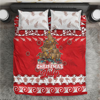 New Zealand Christmas In July Bedding Set Maori Kiwi Xmas Tree - Red