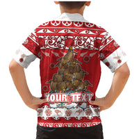 Personalised New Zealand Christmas In July Family Matching Mermaid Dress and Hawaiian Shirt Maori Kiwi Xmas Tree - Red LT05 - Polynesian Pride