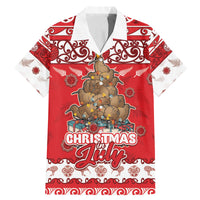 Personalised New Zealand Christmas In July Family Matching Mermaid Dress and Hawaiian Shirt Maori Kiwi Xmas Tree - Red LT05 Dad's Shirt - Short Sleeve Red - Polynesian Pride