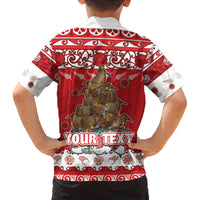 Personalised New Zealand Christmas In July Family Matching Summer Maxi Dress and Hawaiian Shirt Maori Kiwi Xmas Tree - Red LT05 - Polynesian Pride