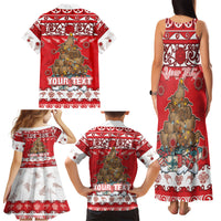 Personalised New Zealand Christmas In July Family Matching Tank Maxi Dress and Hawaiian Shirt Maori Kiwi Xmas Tree - Red LT05 - Polynesian Pride