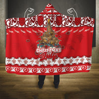 New Zealand Christmas In July Hooded Blanket Maori Kiwi Xmas Tree - Red LT05 One Size Red - Polynesian Pride