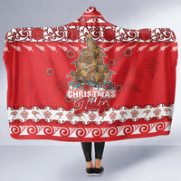 New Zealand Christmas In July Hooded Blanket Maori Kiwi Xmas Tree - Red LT05 - Polynesian Pride