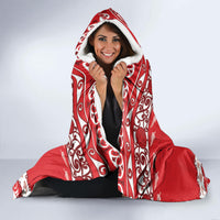 New Zealand Christmas In July Hooded Blanket Maori Kiwi Xmas Tree - Red LT05 - Polynesian Pride