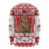 Personalised New Zealand Christmas In July Long Sleeve Shirt Maori Kiwi Xmas Tree - Red LT05 - Polynesian Pride