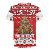 Personalised New Zealand Christmas In July Rugby Jersey Maori Kiwi Xmas Tree - Red LT05 - Polynesian Pride