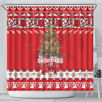 New Zealand Christmas In July Shower Curtain Maori Kiwi Xmas Tree - Red LT05 - Polynesian Pride