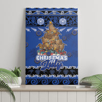 New Zealand July Christmas Canvas Wall Art Maori Kiwi Xmas Tree - Blue