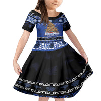 Personalised New Zealand July Christmas Family Matching Mermaid Dress and Hawaiian Shirt Maori Kiwi Xmas Tree - Blue