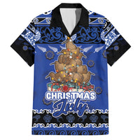 Personalised New Zealand July Christmas Hawaiian Shirt Maori Kiwi Xmas Tree - Blue LT05 Blue - Polynesian Pride