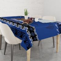 New Zealand July Christmas Tablecloth Maori Kiwi Xmas Tree - Blue