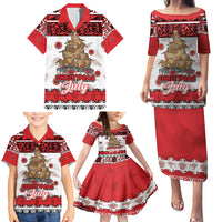 Personalised New Zealand July Christmas Family Matching Puletasi and Hawaiian Shirt Maori Kiwi Xmas Tree - White LT05 - Polynesian Pride