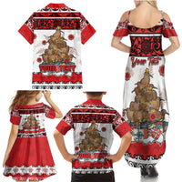 Personalised New Zealand July Christmas Family Matching Summer Maxi Dress and Hawaiian Shirt Maori Kiwi Xmas Tree - White LT05 - Polynesian Pride