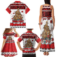 Personalised New Zealand July Christmas Family Matching Tank Maxi Dress and Hawaiian Shirt Maori Kiwi Xmas Tree - White LT05 - Polynesian Pride