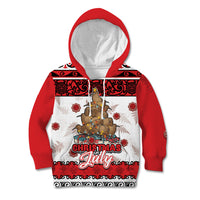 Personalised New Zealand July Christmas Kid Hoodie Maori Kiwi Xmas Tree - White LT05 Hoodie White - Polynesian Pride