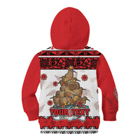 Personalised New Zealand July Christmas Kid Hoodie Maori Kiwi Xmas Tree - White LT05 - Polynesian Pride