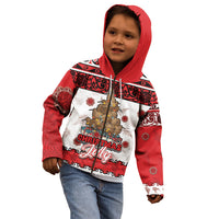 Personalised New Zealand July Christmas Kid Hoodie Maori Kiwi Xmas Tree - White LT05 - Polynesian Pride
