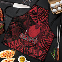 Hawaii King Kamehameha Apron With Hawaiian Ipu Motifs Red Version