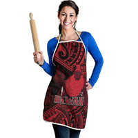 Hawaii King Kamehameha Apron With Hawaiian Ipu Motifs Red Version