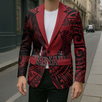 Hawaii King Kamehameha Blazer With Hawaiian Ipu Motifs Red Version