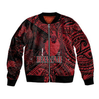 Hawaii King Kamehameha Bomber Jacket With Hawaiian Ipu Motifs Red Version