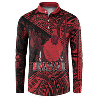 Hawaii King Kamehameha Button Sweatshirt With Hawaiian Ipu Motifs Red Version