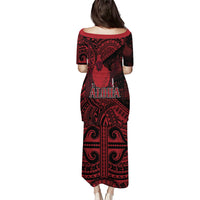Hawaii King Kamehameha Family Matching Puletasi and Hawaiian Shirt With Hawaiian Ipu Motifs Red Version LT05 - Polynesian Pride