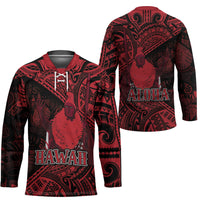 Hawaii King Kamehameha Hockey Jersey With Hawaiian Ipu Motifs Red Version