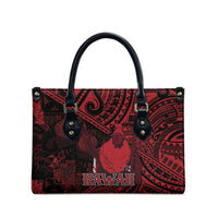 Hawaii King Kamehameha Leather Bag With Hawaiian Ipu Motifs Red Version