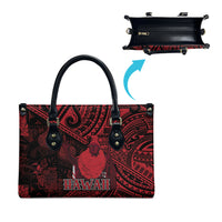 Hawaii King Kamehameha Leather Bag With Hawaiian Ipu Motifs Red Version