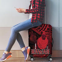 Hawaii King Kamehameha Luggage Cover With Hawaiian Ipu Motifs Red Version