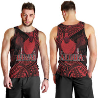 Hawaii King Kamehameha Men Tank Top With Hawaiian Ipu Motifs Red Version
